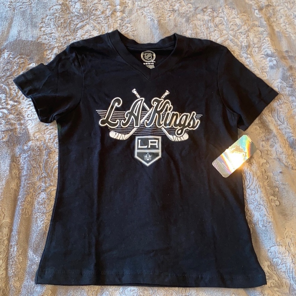 NHL LA Kings Girls Black V-Neck Top Size L